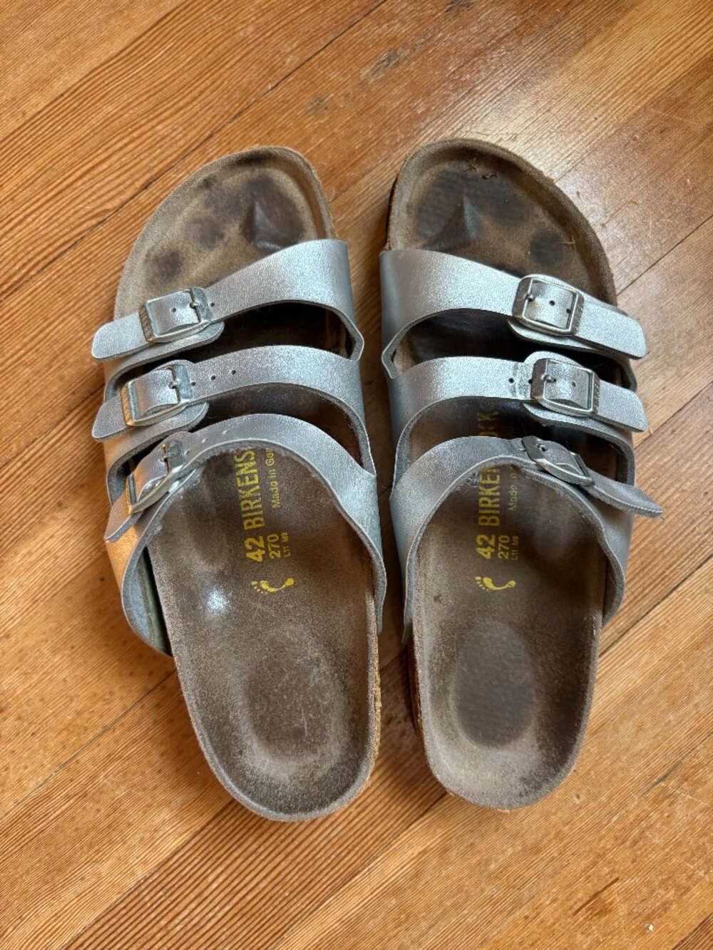 Silver Birkenstock Florida Sandals Size 42 / US 11